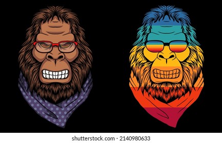 Bigfoot angry wearing a bandana vector illustration for your company or brand