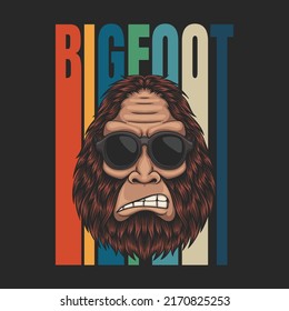 Bigfoot angry wearing a eyeglasses retro vector illustration for your company or brand