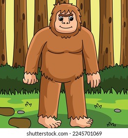 Bigfoot Animal Colored Cartoon Illustration