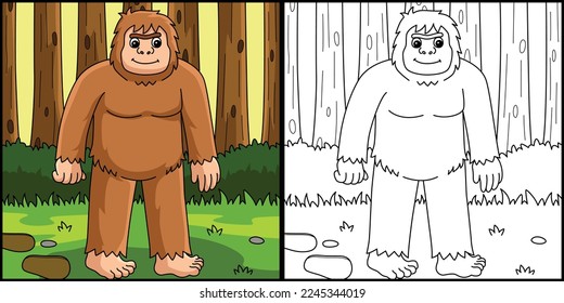 Bigfoot Animal Coloring Page Colored Illustration