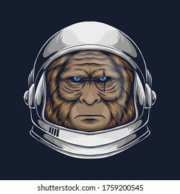 Bigfoot astronaut vector illustration