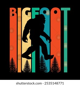 Bigfoot Awesome Retro Vintage T- Shirt Design