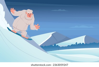 Bigfoot Hintergrund. Wilde Märchenkreatur, Outdoor-Cartoon, exakte Vektorgrafik-Vorlage