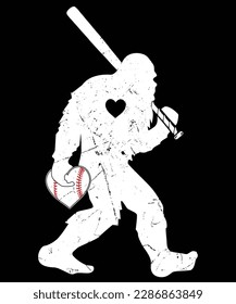 Bigfoot Baseball t-shirt design. Bigfoot Baseball Sports Lover Pitcher Conspiracy Theory T-shirt design, Posters, Greeting Cards, Textiles, and Sticker Vector Illustration