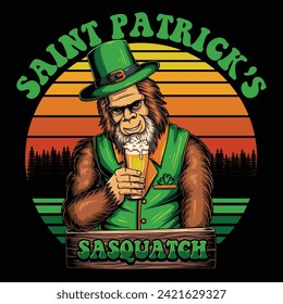 Bigfoot beer saint patrick's day vector illustration for your company or brand