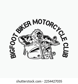 Bigfoot Biker Motorcycle Club funny t-shirt design svg