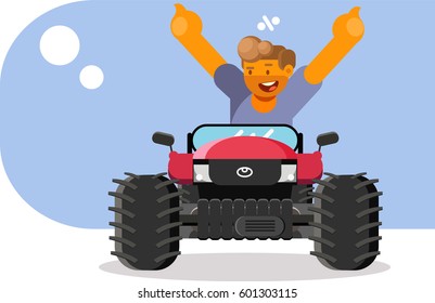 Bigfoot car character vector illustration