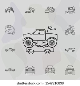 Bigfoot car crushes cars icon. Bigfoot car icons universal set for web and mobile