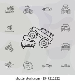 Bigfoot car crushes cars icon. Bigfoot car icons universal set for web and mobile