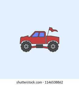 bigfoot car field outline icon. Element of monster trucks show icon for mobile concept and web apps. Field outline bigfoot car icon can be used for web and mobile on blue background