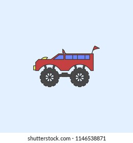 bigfoot car field outline icon. Element of monster trucks show icon for mobile concept and web apps. Field outline bigfoot car icon can be used for web and mobile on blue background