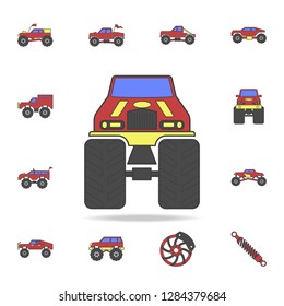 bigfoot car front field coloricon. Detailed set of color big foot car icons. Premium graphic design. One of the collection icons for websites, web design, mobile app