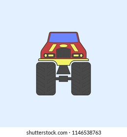 bigfoot car front field outline icon. Element of monster trucks show icon for mobile concept and web apps. Field outline bigfoot car front icon can be used for web and mobile on blue background