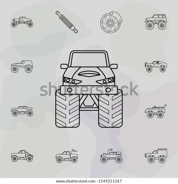 Bigfoot car front icon. Bigfoot car icons\
universal set for web and\
mobile