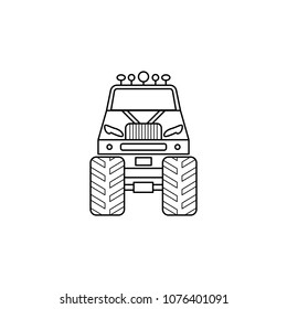 bigfoot car front illustration. Element of extreme races for mobile concept and web apps. Thin line bigfoot car front illustration can be used for web and mobile. Premium icon on white background