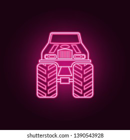 Bigfoot car front neon icon. Elements of bigfoot car set. Simple icon for websites, web design, mobile app, info graphics