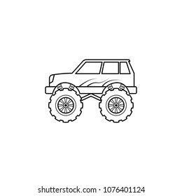 bigfoot car illustration. Element of extreme races for mobile concept and web apps. Thin line bigfoot car illustration can be used for web and mobile. Premium icon on white background
