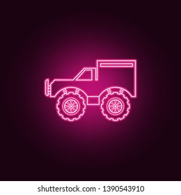 Bigfoot car neon icon. Elements of bigfoot car set. Simple icon for websites, web design, mobile app, info graphics