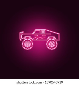 Bigfoot car neon icon. Elements of bigfoot car set. Simple icon for websites, web design, mobile app, info graphics