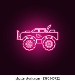 Bigfoot car neon icon. Elements of bigfoot car set. Simple icon for websites, web design, mobile app, info graphics