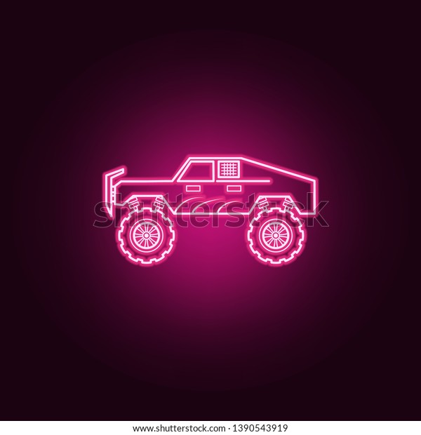 Bigfoot\
car neon icon. Elements of bigfoot car set. Simple icon for\
websites, web design, mobile app, info\
graphics