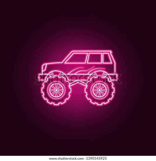 Bigfoot
car neon icon. Elements of bigfoot car set. Simple icon for
websites, web design, mobile app, info
graphics