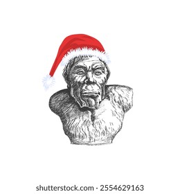 Bigfoot Christmas Santa Claus. Holiday Yeti Character, Evil Father Holiday. Vector