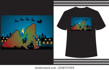 bigfoot Christmas t shirt design