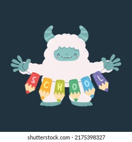 Bigfoot Clipart in Cute Cartoon Style Beautiful Clip Art Yeti. Vector Illustration of an Monster for Prints for Clothes, Stickers, Textile, Baby Shower Invitation.
