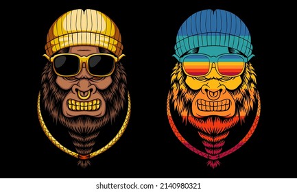 Bigfoot cool with gold accessories vector illustration for your company or brand