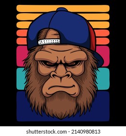 Bigfoot cool wearing a hat vector illustration for your company or brand