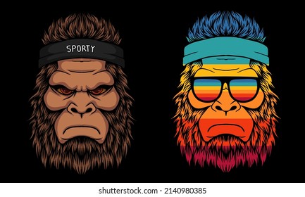 Bigfoot cool wearing a headband vector illustration for your company or brand