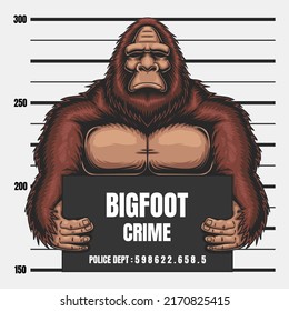 Bigfoot crime vector illustration for your company or brand