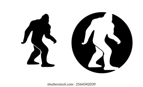 Bigfoot emblem, black isolated silhouette