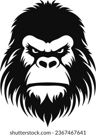 Bigfoot Face Black Color Vector Illustration