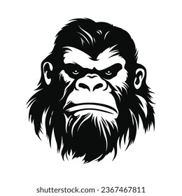 Bigfoot Face Black Color Vector Illustration