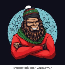 Bigfoot fashion style season christmas vector illustration for your company or brand