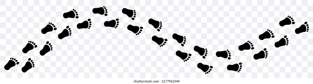 Bigfoot Footprints On The Ground. Path From Traces. Vector Black Footprints. Clipart Isolated On White Background.