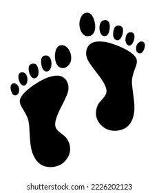 Bigfoot footprints on the ground. Vector black footprints. Clipart isolated on white background.