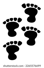 Bigfoot footprints. Vector black footprints. Clipart isolated on white background.