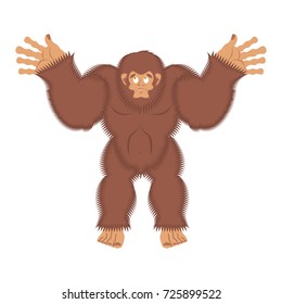 Bigfoot guilty. Yeti surprise. Abominable snowman culpablen. Vector illustration
