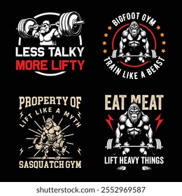 Bigfoot Gym - Sasquatch Funny Workout T-Shirt design graphic vector 