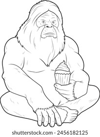 Bigfoot Halloween Cupcake Animal Vector Graphic Art Illustration