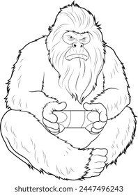 Bigfoot Halloween Gamer Animal Vector Graphic Art Illustration