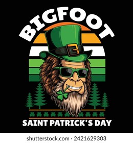 Bigfoot head saint patrick's day vector illustration for your company or brand