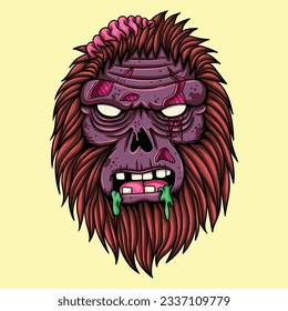 Bigfoot head zombie vector illustration for your company or brand