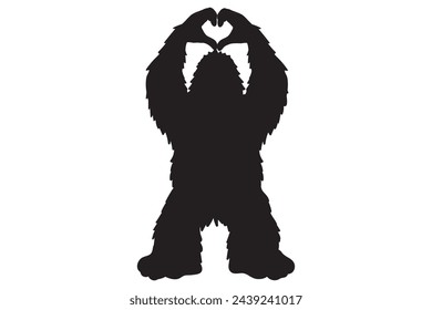 Bigfoot Heart, Bigfoot, Heart, Yeti, Silhouette, Wild Monster, Sasquatch, Stencil