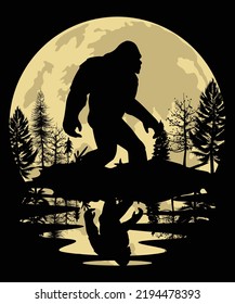 
Bigfoot Wandervektor t Shirt Design Vintage