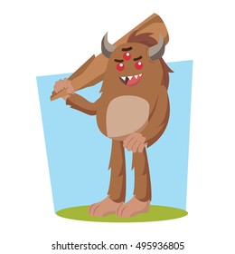 bigfoot holding big club vector illustration design