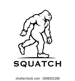 Bigfoot icon. Walking sasquatch symbol. Yeti sign. Squatch cryptid. Mythical ape man vector illustration. svg
